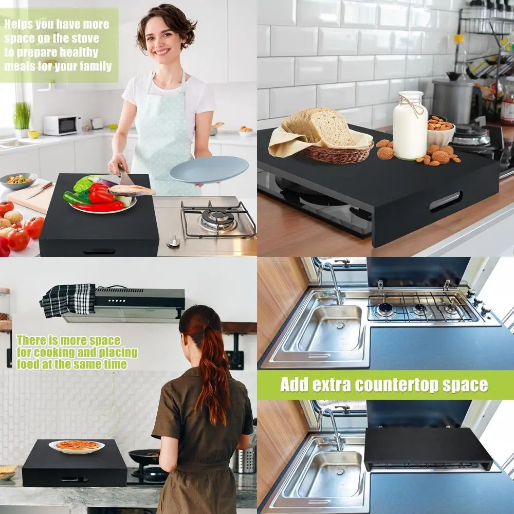 

Black Wooden Noodle Board - 21x14.7 Cover for RV Stove & Sink, Fits Electric/Gas Burners