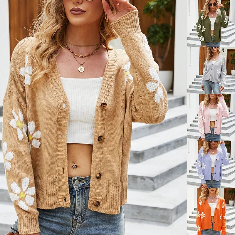 

2025 Autumn and Winter New Ins Style Women's European and American Knitted Cardigan Jacket Loose College Style Sweater