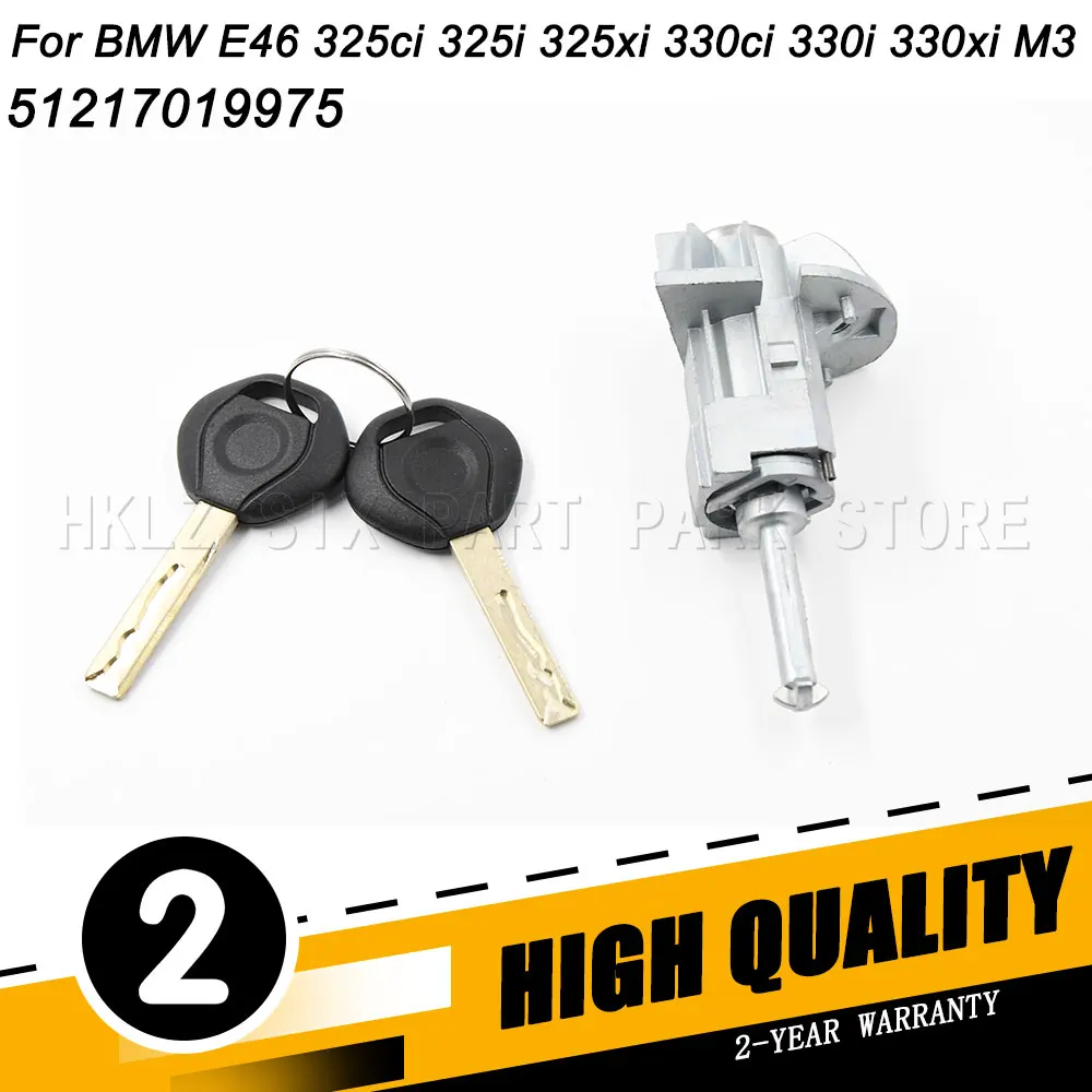51217019975 For BMW 3 Series E46 325Ci 325i 325xi 330Ci 330i 330xi M3 Left Driver Door Lock Cylinder Barrel Assembly With 2 Keys