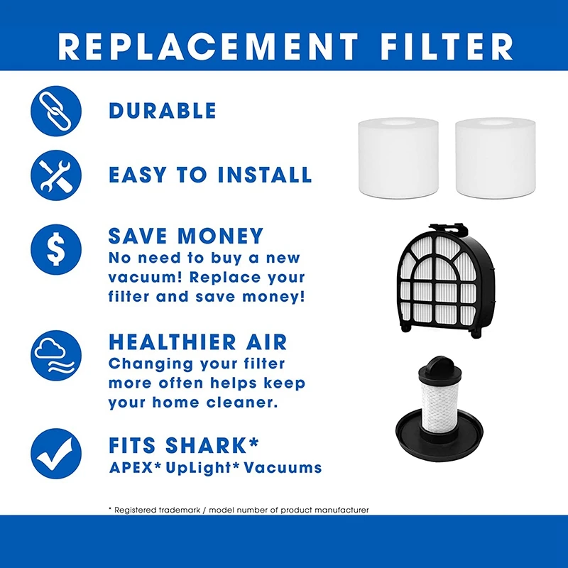 แผ่นกรอง Hepa สําหรับ Shark LZ600, LZ601,LZ602 APEX UpLight Lift-Away Duo Clean เครื่องดูดฝุ่น