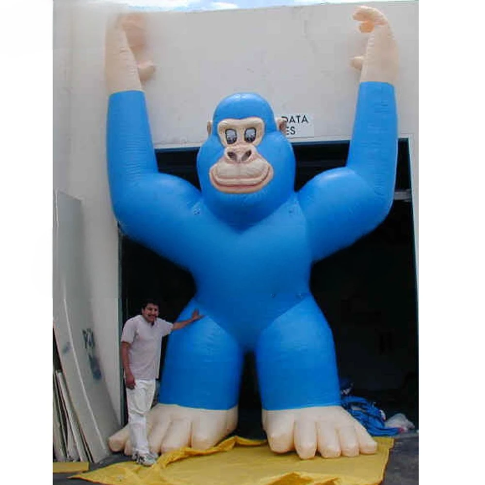 blue giant happy 4.8 meters high  inflatable monkey, promotional inflatable gorilla balloon factory direct sale