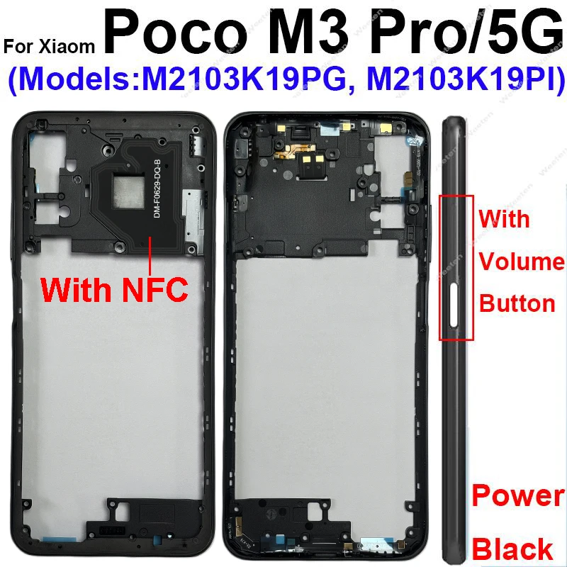 Obudowa środkowej ramki do Xiaomi Pocophone POCO M3 Pro M3 Pro 4G/5G Środkowa ramka Uchwyt Pokrywa Części ramki — zdjęcie produktu 6
