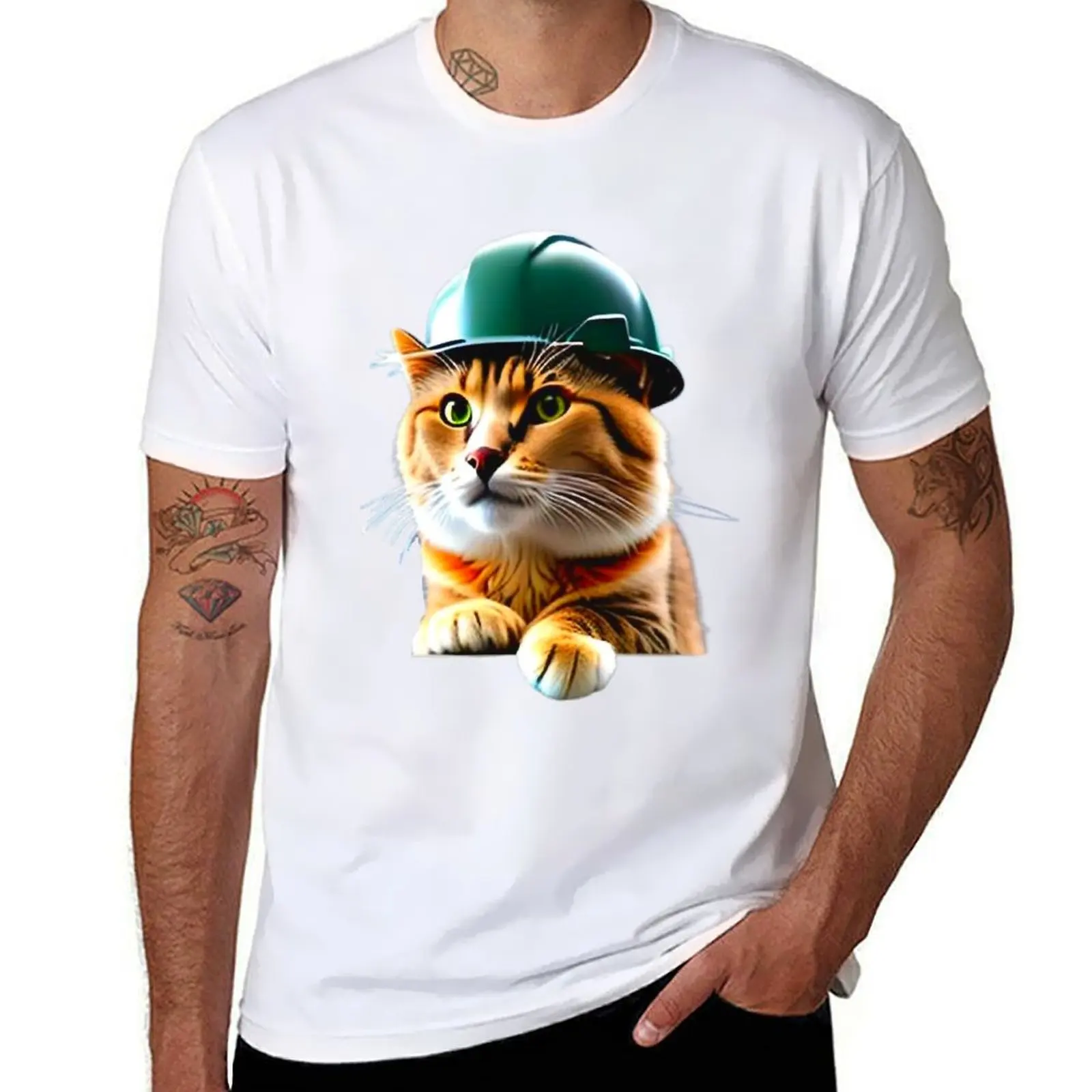 

Catswithhardhats T-Shirt men t shirt cotton 100% man t shirt graphic T-Shirt