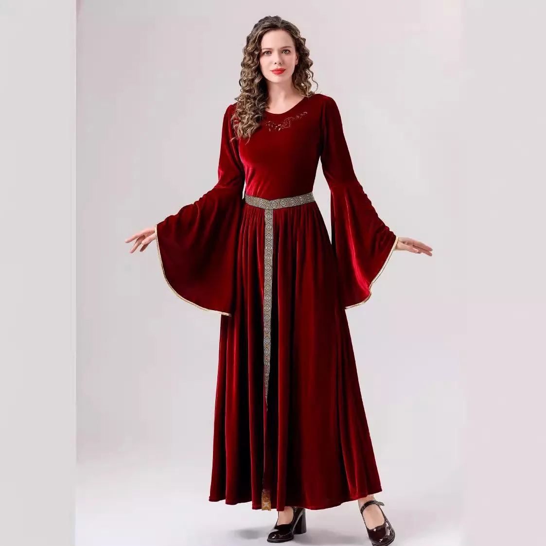 Mittelalterliche lange Dr. Renaissance Sle Damenbekleidung Bell Sve Halloween-Kostüm Traditionelle chinesische ethnische Bühnenaufführung...