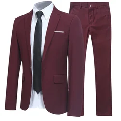 Conjunto de traje Formal de 2 piezas para hombre, moda nueva Boutique, vestido de negocios, traje de novio de boda, abrigo, Blazers, pantalones, trajes, conjuntos de ropa