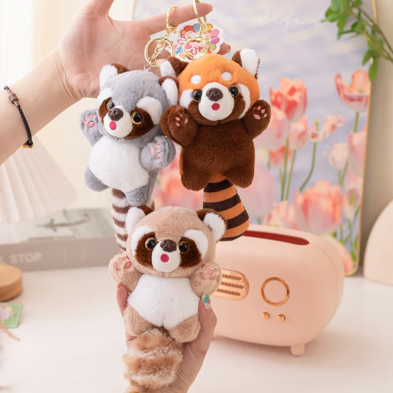 New unicorn pendant small raccoon plush toy figure decoration key chain dinosaur panda bag pendant ragdoll girl's birthday gift