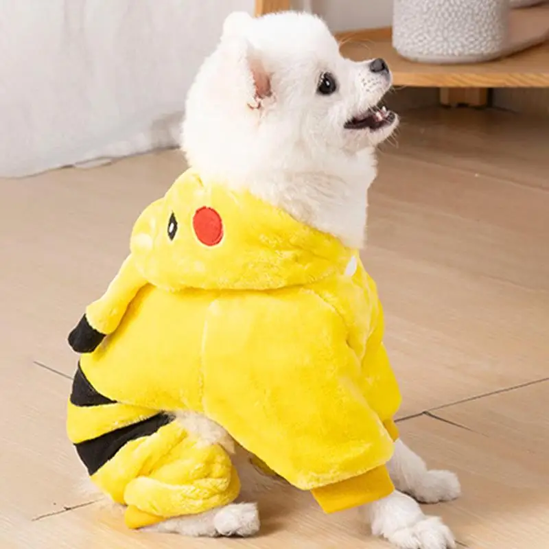 Anime Cartoon Pokemon Huisdier Kleding Kawaii Pikachu Herfst Winter Coral Fleece Warme Kleding Leuke Katten en Honden Kerstcadeau