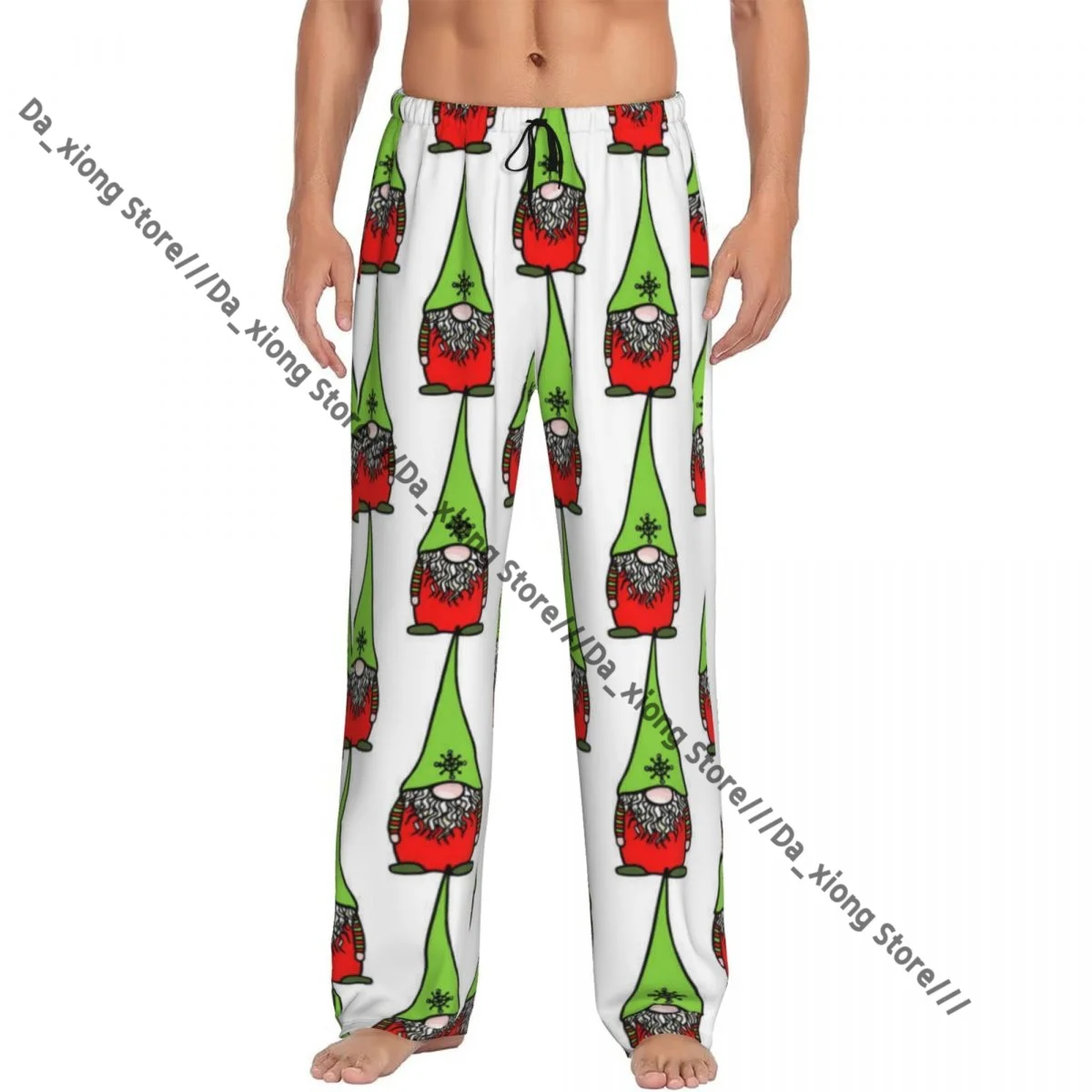 Christmas Gnomes Pattern Mens Pajamas Pyjamas Pants Lounge Pants Sleep Bottoms