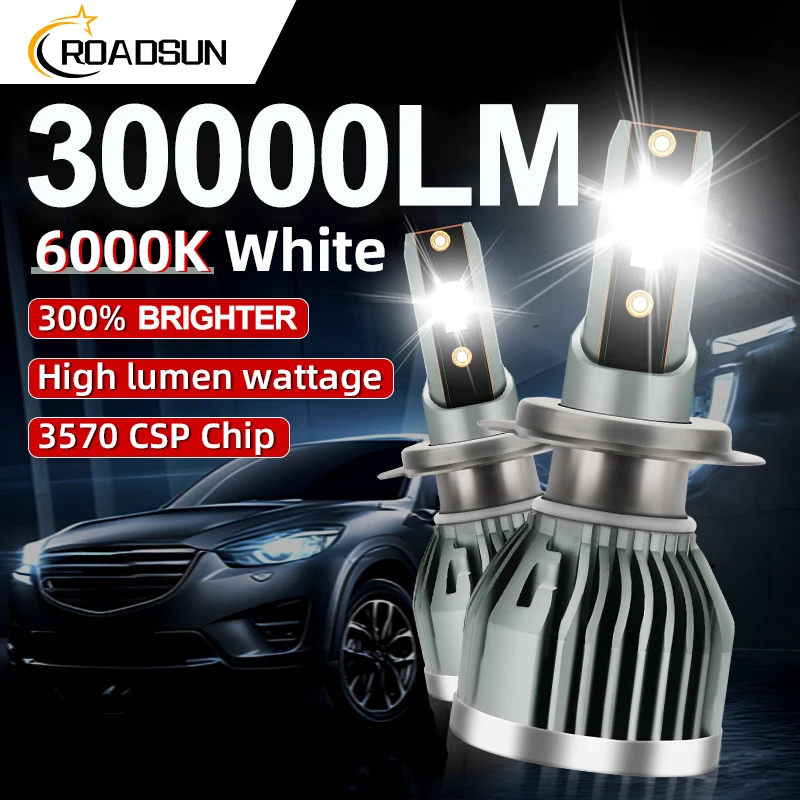 H7-Kühlsystem, 30.000 lm, Auto-LED-Scheinwerfer, eingebauter Treiber, hochwertige 3570 CSP-Chips, LED-Lampen, kein Kupferrohr