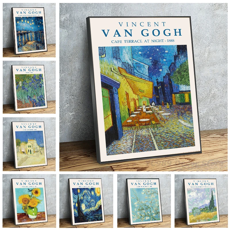 Affiche en toile de paysage abstraite Van Gogh, décoration murale classique célèbre, image décorative, décoration de salon moderne