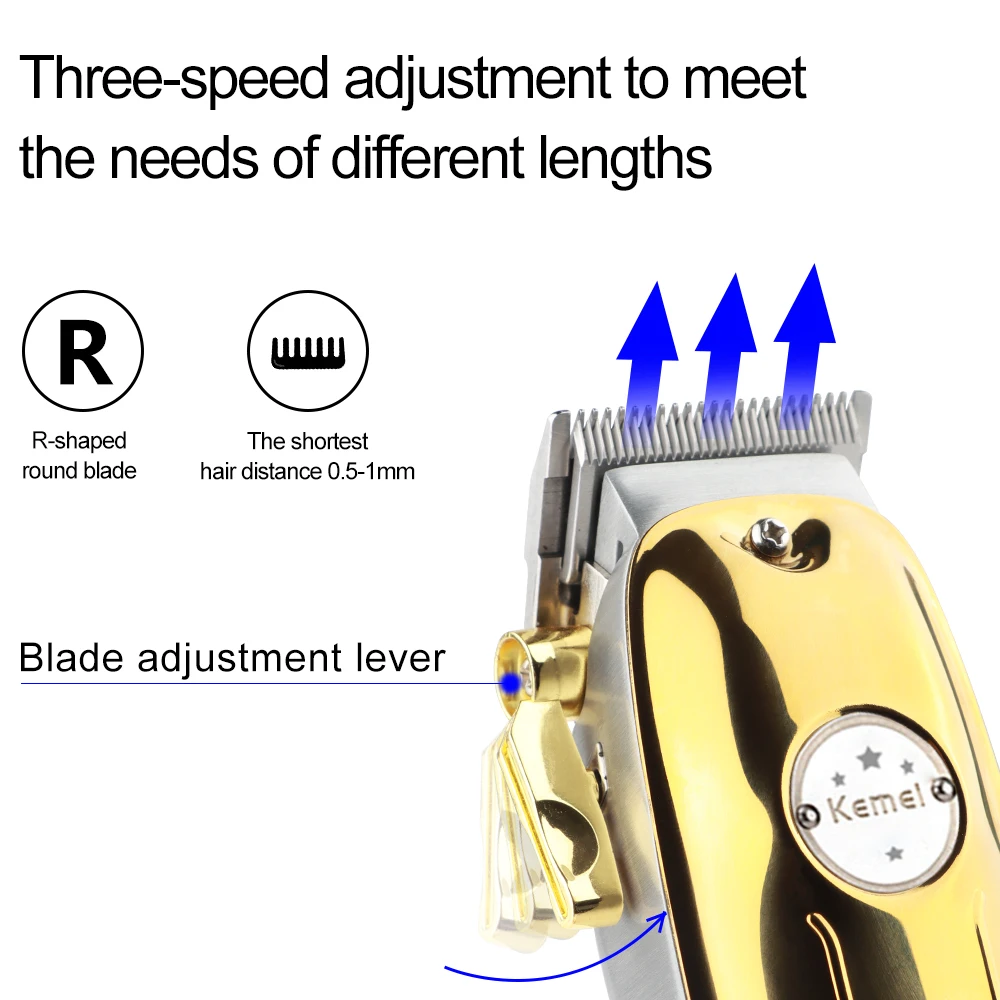 Аккумуляторный триммер для волос от Kemei, Мужская электрическая бритва для бороды, машинка для стрижки волос, профессиональная машинка для стрижки