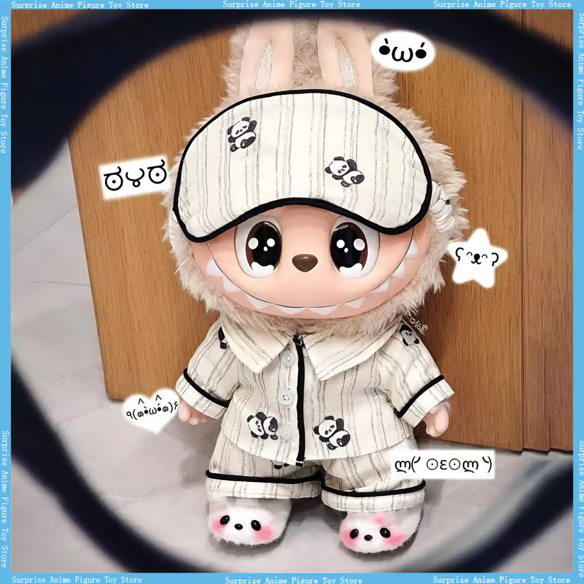 

(Без куклы) Костюм для одежды Labubu Zimomo, пижамы для комбинезонов Labubu 38 см, одежда с милой пандой + брюки + маска для глаз + обувь/комплект