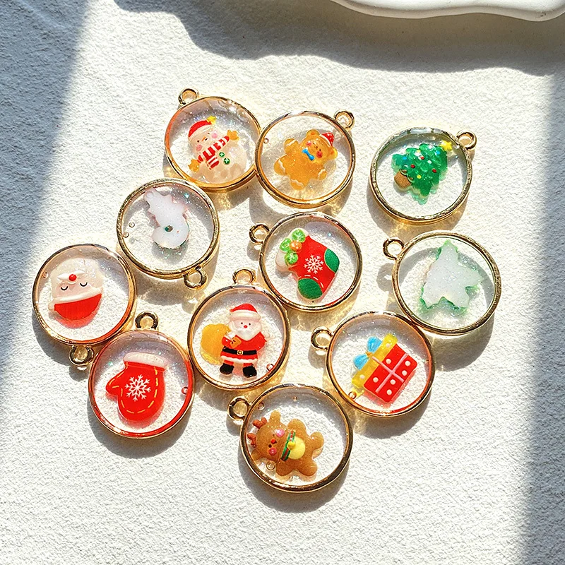 10 ชิ้นแฟชั่น Santa Claus Elk Tree Charms จี้สําหรับพวงกุญแจต่างหูสร้อยคอ DIY เครื่องประดับหัตถกรรมทําคริสต์มาส...