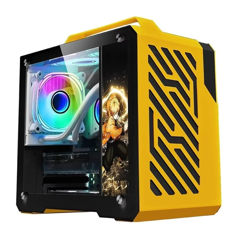 Pure‑White Aluminum Portable ITX/M‑ATX PC Case, Tempered‑Glass Side, Water‑Cool Supported