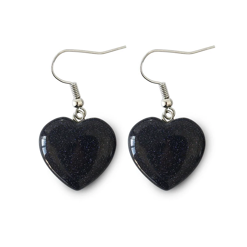 Natural Stone Amethyst Rose Quartz Heart Dangle Earrings For Women Crystal Agate Drop Brinco Jewelry Wedding Party Girls Gift
