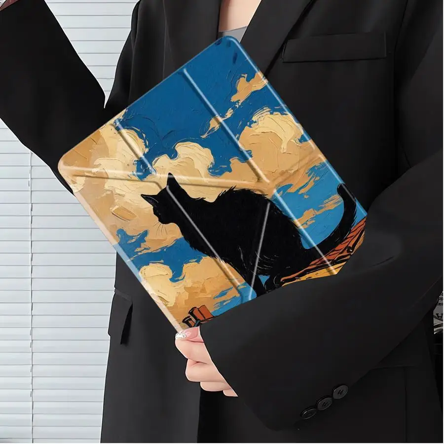 

Чехол-подставка Black Cat Cool Holder для планшетов iPad Pro 11-го, 10-го, 9-го, 8-го, 7-го поколений, 12.9 дюймов, Mini 6, 7, Air 4, 5, M3, M2, 1, 2, M4, 11 дюймов Pro