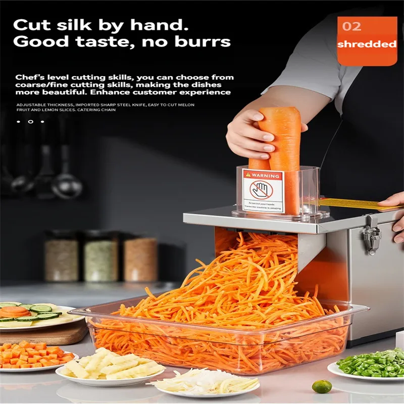 

220V Vegetable Dicer Slicer With Large Feed Chute Commercial Stainless Steel Food Cutter Potato Onion Carrot Dicer Fruit Slicer