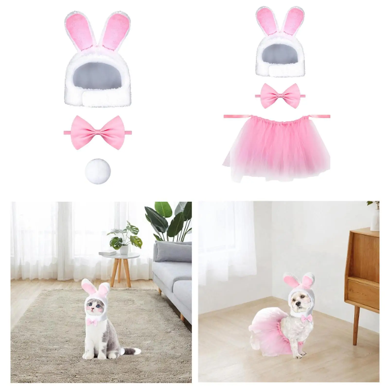 3Pcs Pet Bunny Costume Set Fashion Fancy Dress up for Daily Small Dogs Party