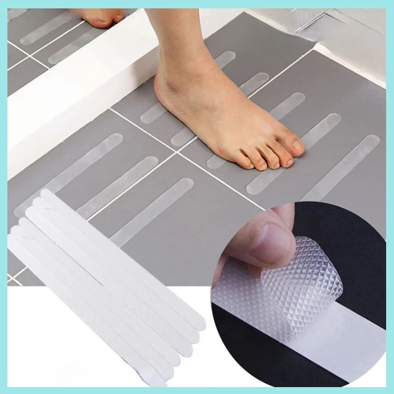 6/12/24pcs Anti Slip Strips Shower Stickers Transparent White Black Non Slip Bath Safety Strips for Bathtub Shower Stairs Floor