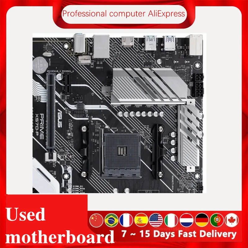 Imagem -06 - Usado X570p Motherboar para Asus Prime X570-p Placa-mãe Soquete Am4 X570m X570 Original Desktop Pci-e 4.0 M.2 Sata3 Mainboard