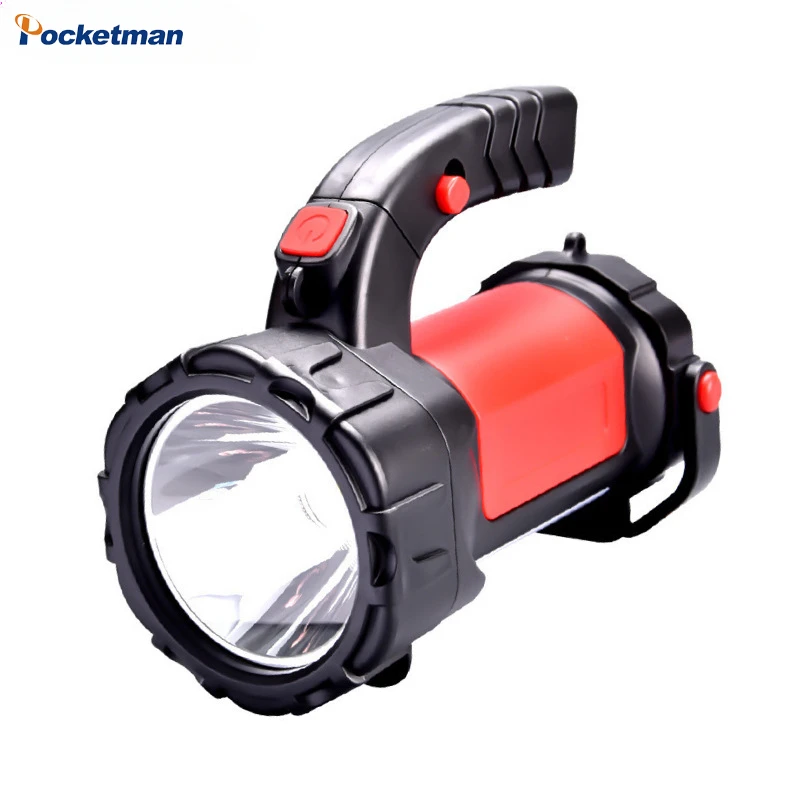 USB rechargeable portable spotlights, removable rechargeable battery power display side lights+warning lights camping lights