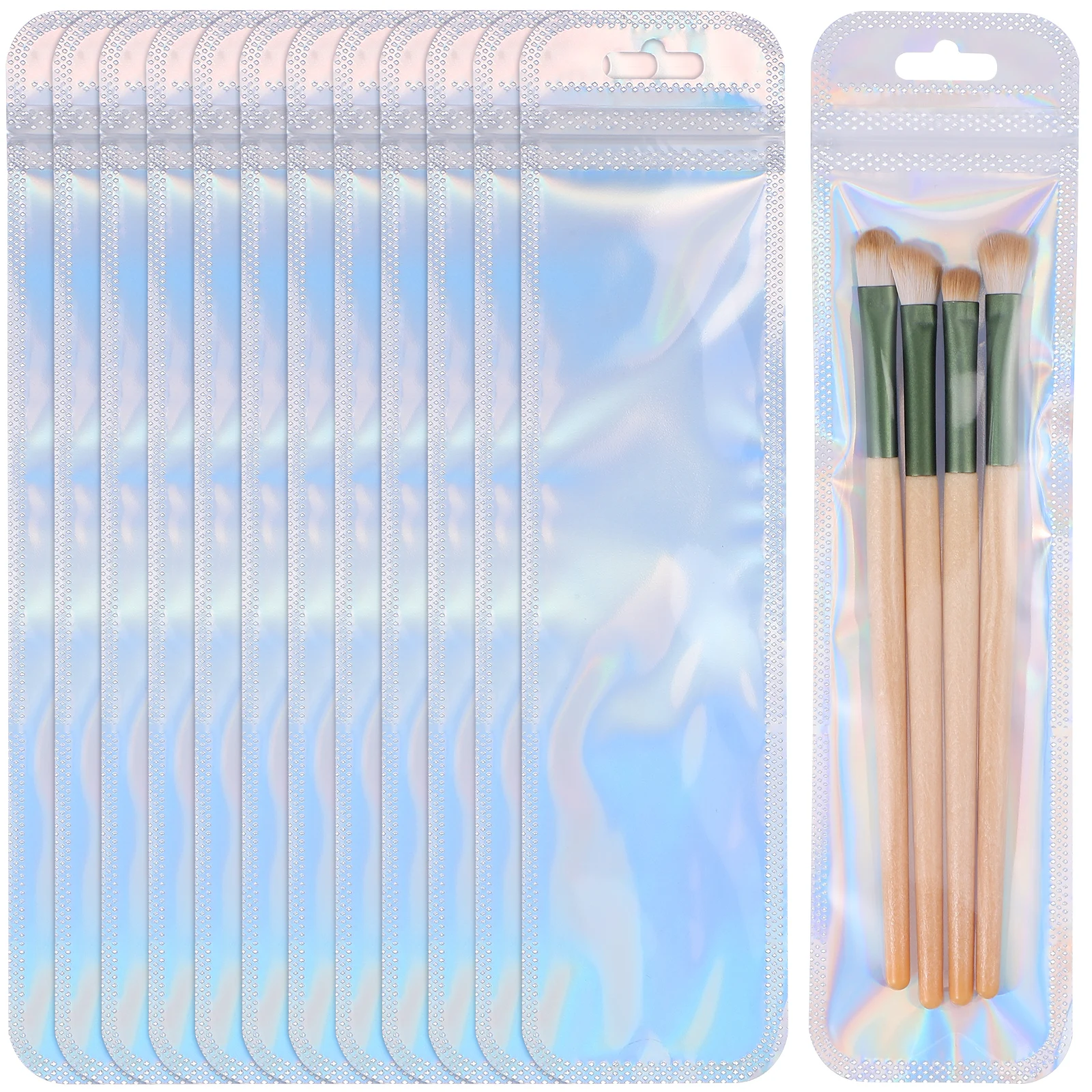 

100pcs Self Sealing Bags 5 5x22cm Holographic Packaging Reusable Storage Long Bags Pen Lip Gloss Jewelry Candies Pouches