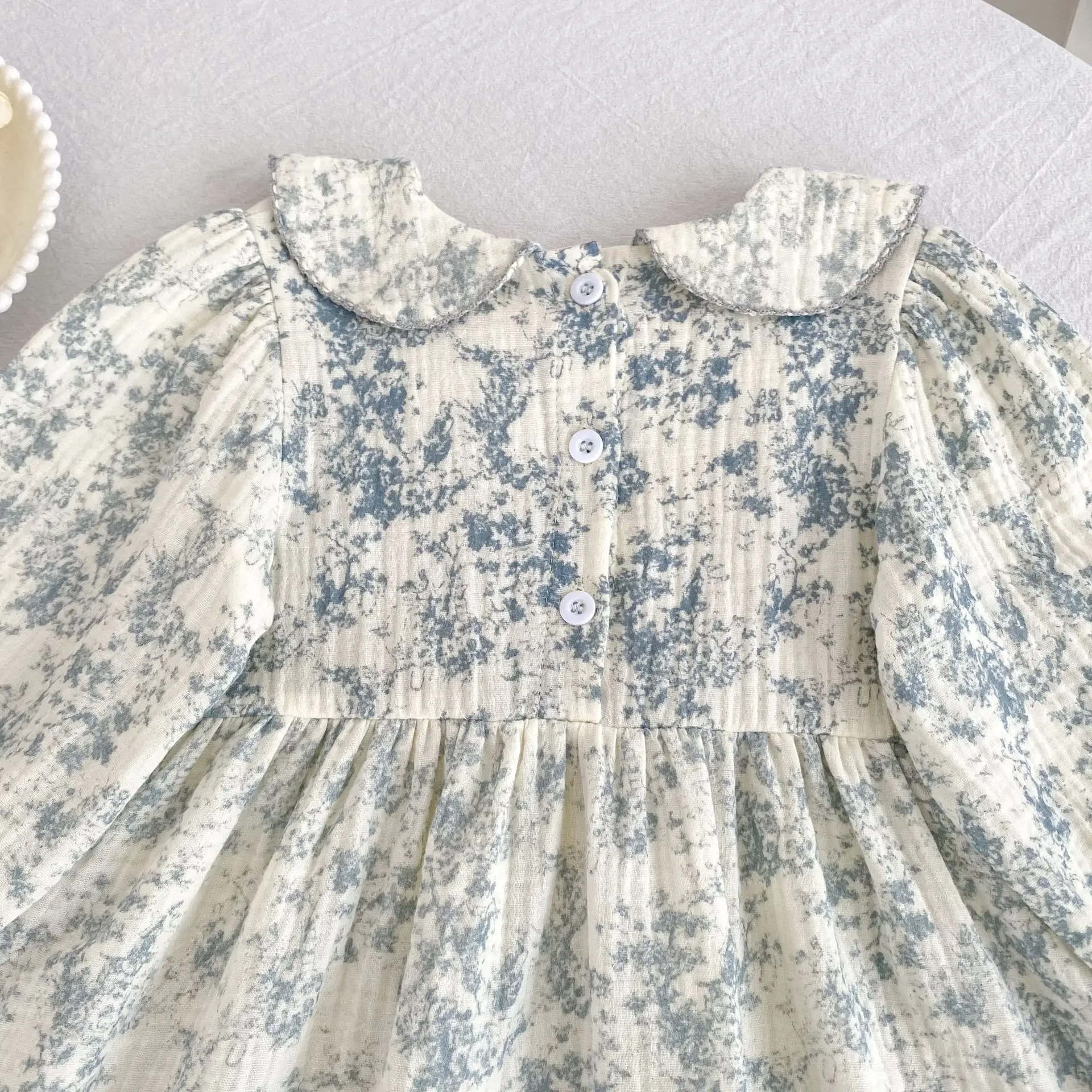 2026 Herbst Frühling Kinder Mädchen Kleid Langarm Gelb Bestickter Kragen Prinzessinnenkleid Koreanische Version Kleid – Detail 8