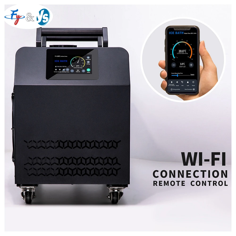 

0.8HP Water Cooled Ice Bath Machine 110V 220V WIFI R410A Compressor Built-in Pump Filter Remote Control Ice Bath Equipment