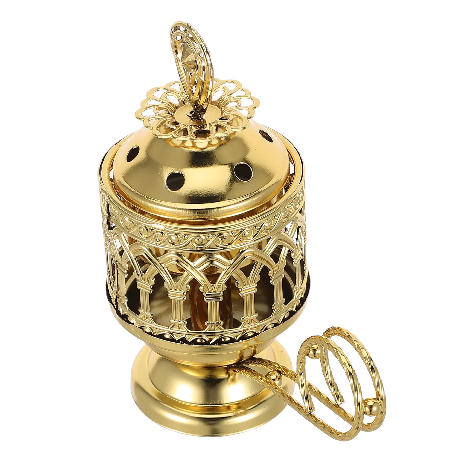 Arabic Incense Burner Vintage Middle Eastern Bakhoor Charcoal Censer Removable Lid Handle Elegant Home Yoga Spa Aromatherapy