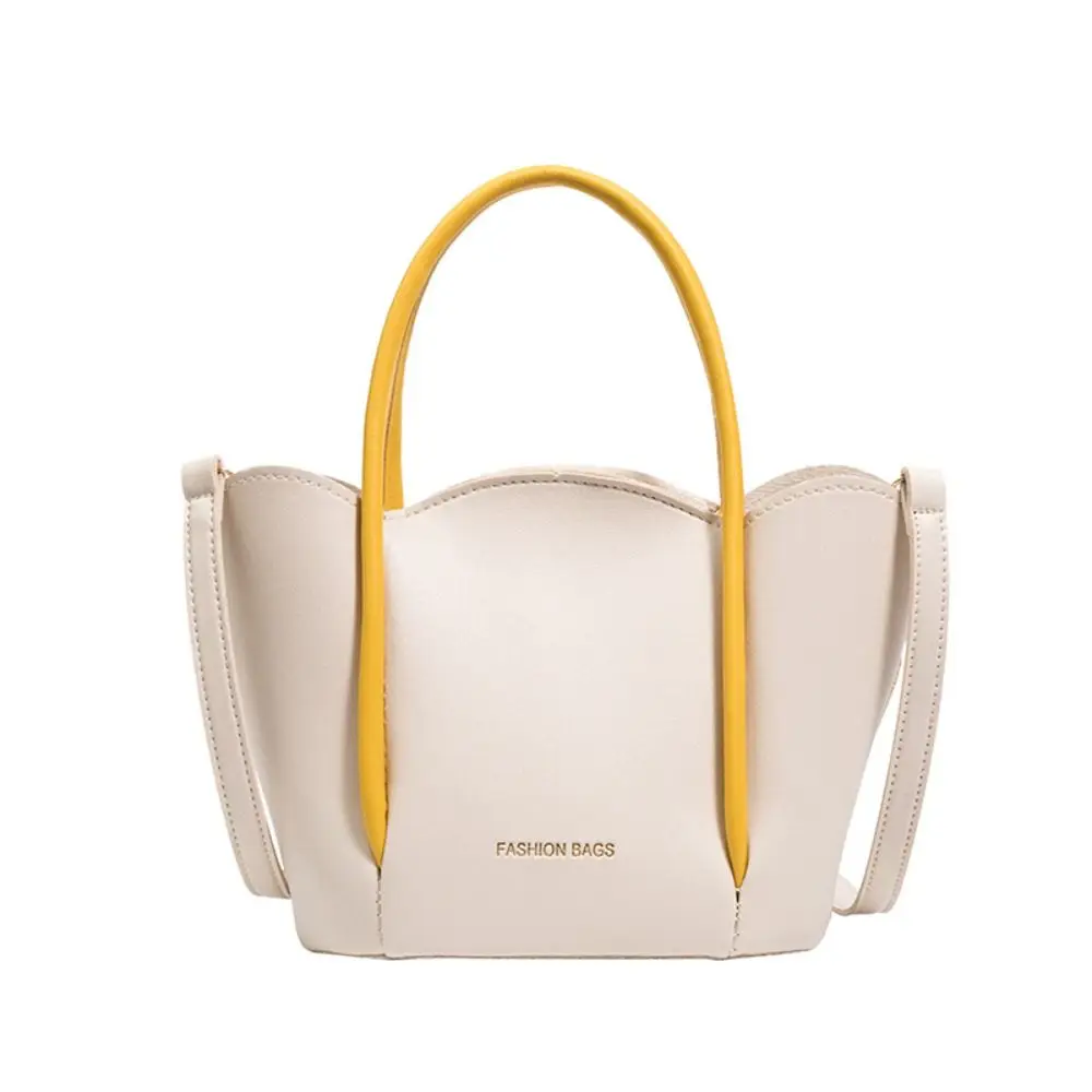 High-grade Petal Shoulder Bag PU Material Zipper Handbag Oval Bucket Bag