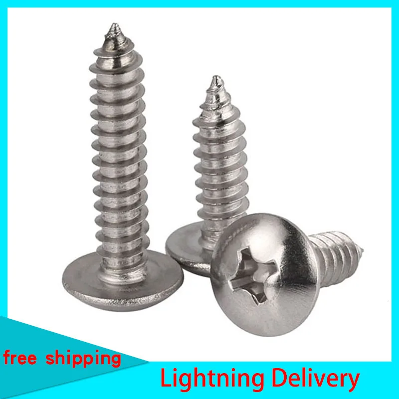 

GuHua Phillips Truss Head Self Tapping Screw 316 Stainless Steel Cross Large Pan Head Tapping Screw Mushroom head M3M4M5M6 20pcs