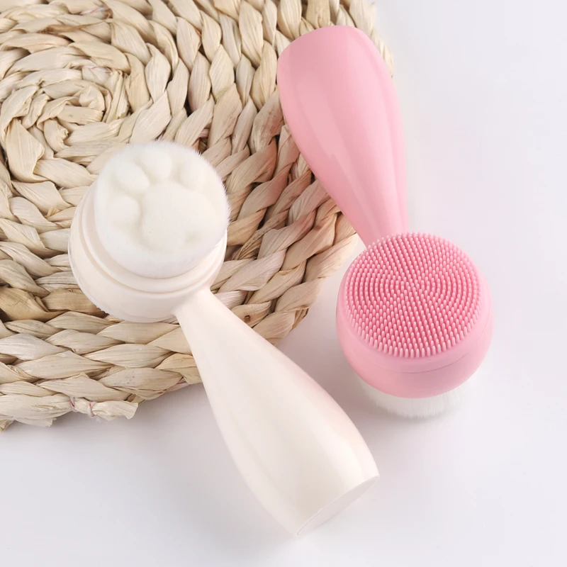 1pc Facial Cleansing Brush 2 In 1, Face Exfoliating Pore Deep Cleansing Brush, Ultra Fine Soft Bristle Dual Face Wash Brush