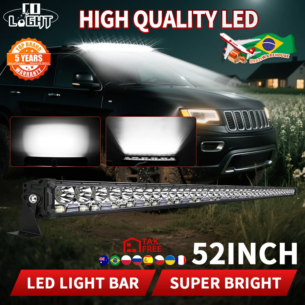 

CO LIGHT 12D 52inch Offroad Led Light Bar 12V 24V COMBO DRL 90000LM Led Work Light Bar for Driving Car Truck 4x4 SUV ATV 12V 24V