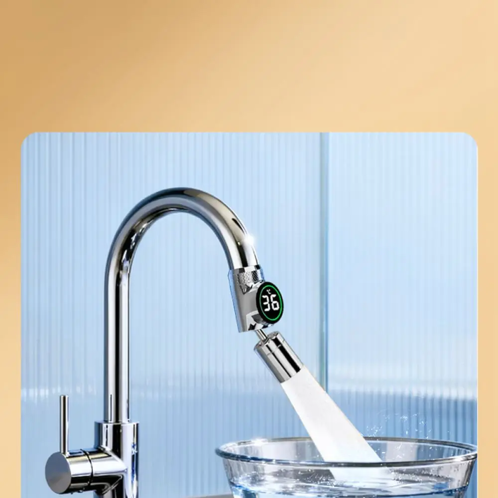 Smart LED Faucet Aerator With Temperature Display Kitchen Sink Flexible Rotatable Spray Head Anti Splash Tool
