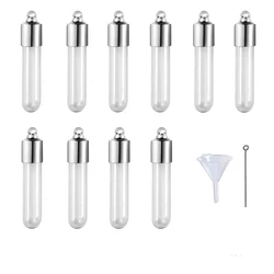 10PCS Glass Vial Pendant Name On Rice Vial Charm Fillable Bottle Screw Cap For Jewelry Necklace Marking