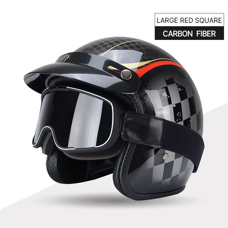 

Ретро полушлем из углеродного волокна, скутер, мужской и женский всесезонный 3C безопасный сертифицированный casco para motos