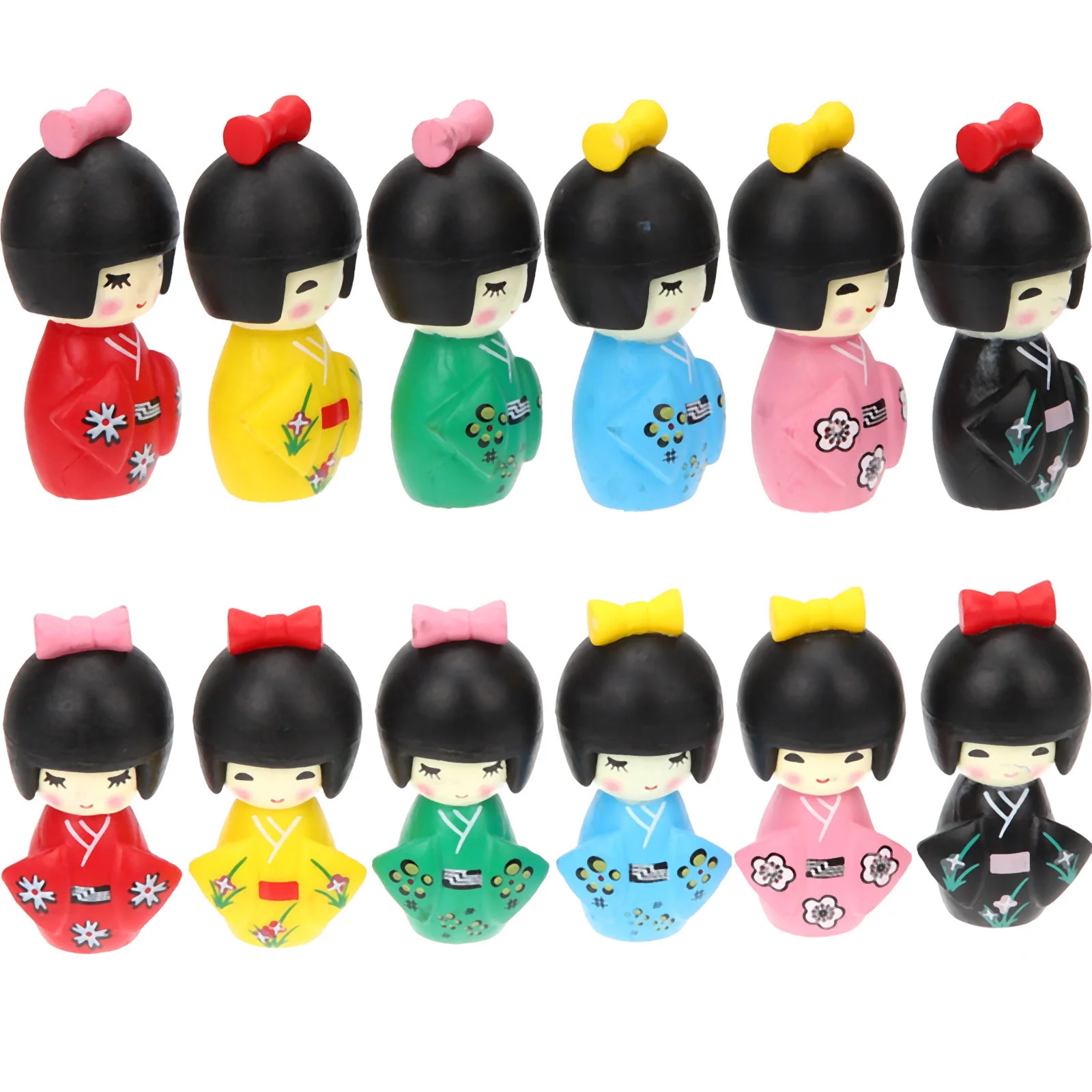 

12 Pcs Japanese Kimono Small Baby Plaything Little Girl Pvc Household Decoration Child