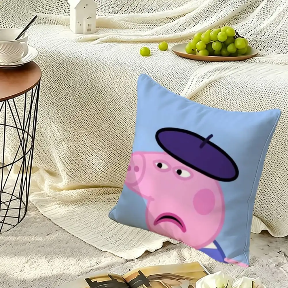 Cartoon P-Pink Peppa Pig Square Double-Sided printed Pillow Case Bedroom Bedside Pillow Sofa Cushion Cover