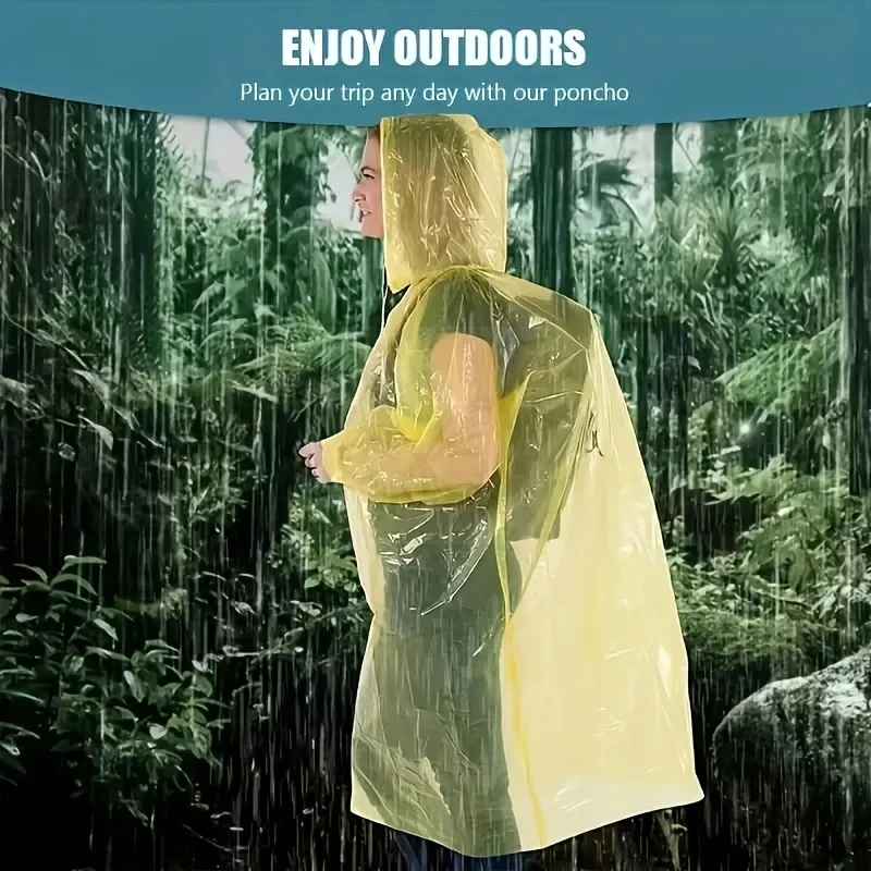 Poncho imperméable jetable, 5/10 pièces, pour randonnée en plein air, voyage en montagne, poncho d'urgence portable, vêtements de pluie compacts