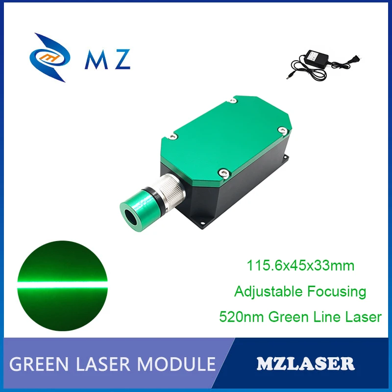 

Green Line Laser Diode Module Adjustable Focus 520nm 500mW 1000mW 1400mW CW Long Life Glass Lens Industrial Machine Laser