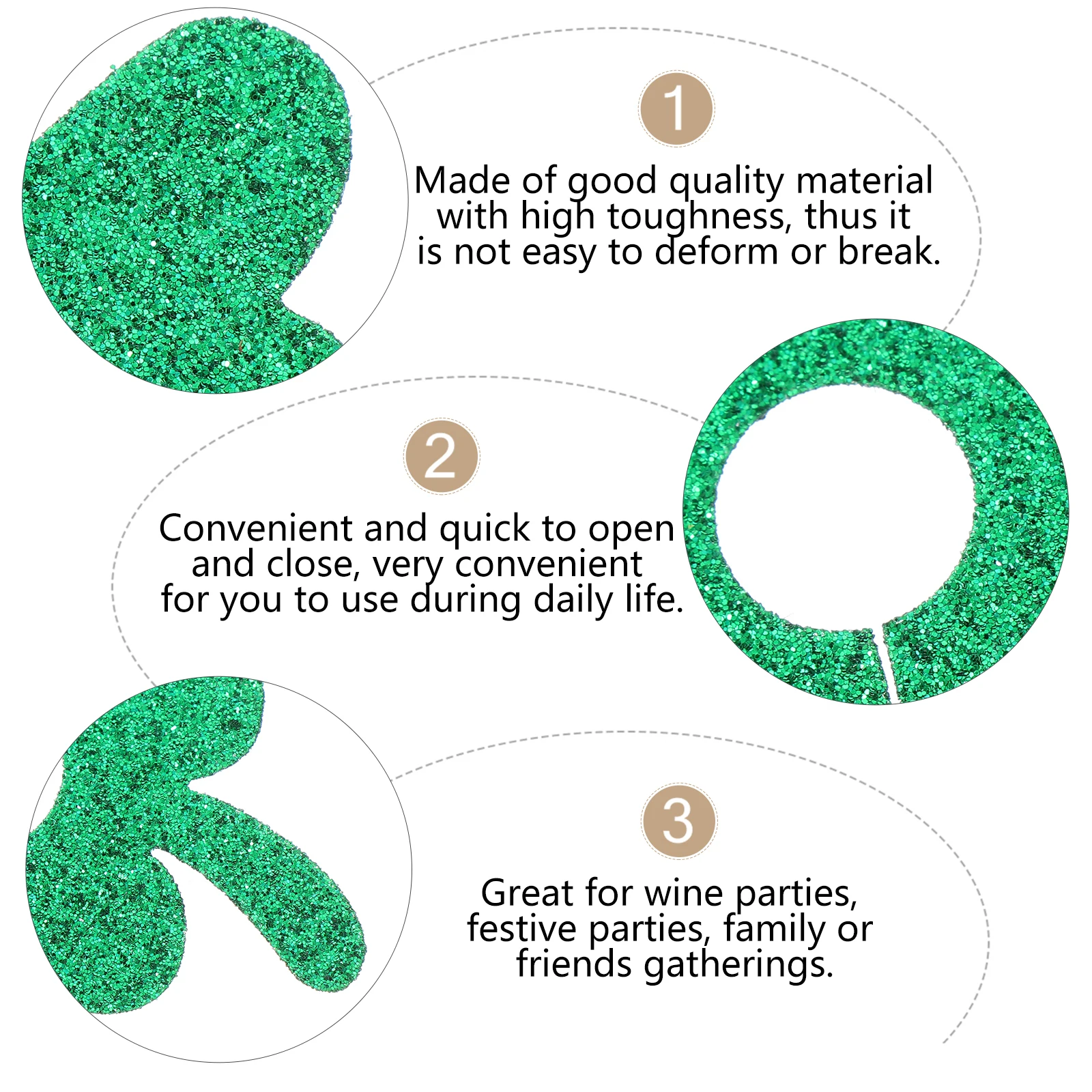 

12 Pcs Four Leaf Clover Glass Rings Marks Party Supplies Drink Tags St Patrick Decoration Cup Charms Glass Markers