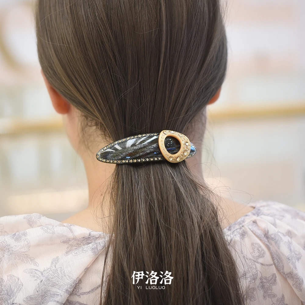 Women headwear acetate cute hair clip fashion vintage hair barrettes large rhinestone hair accessories for women