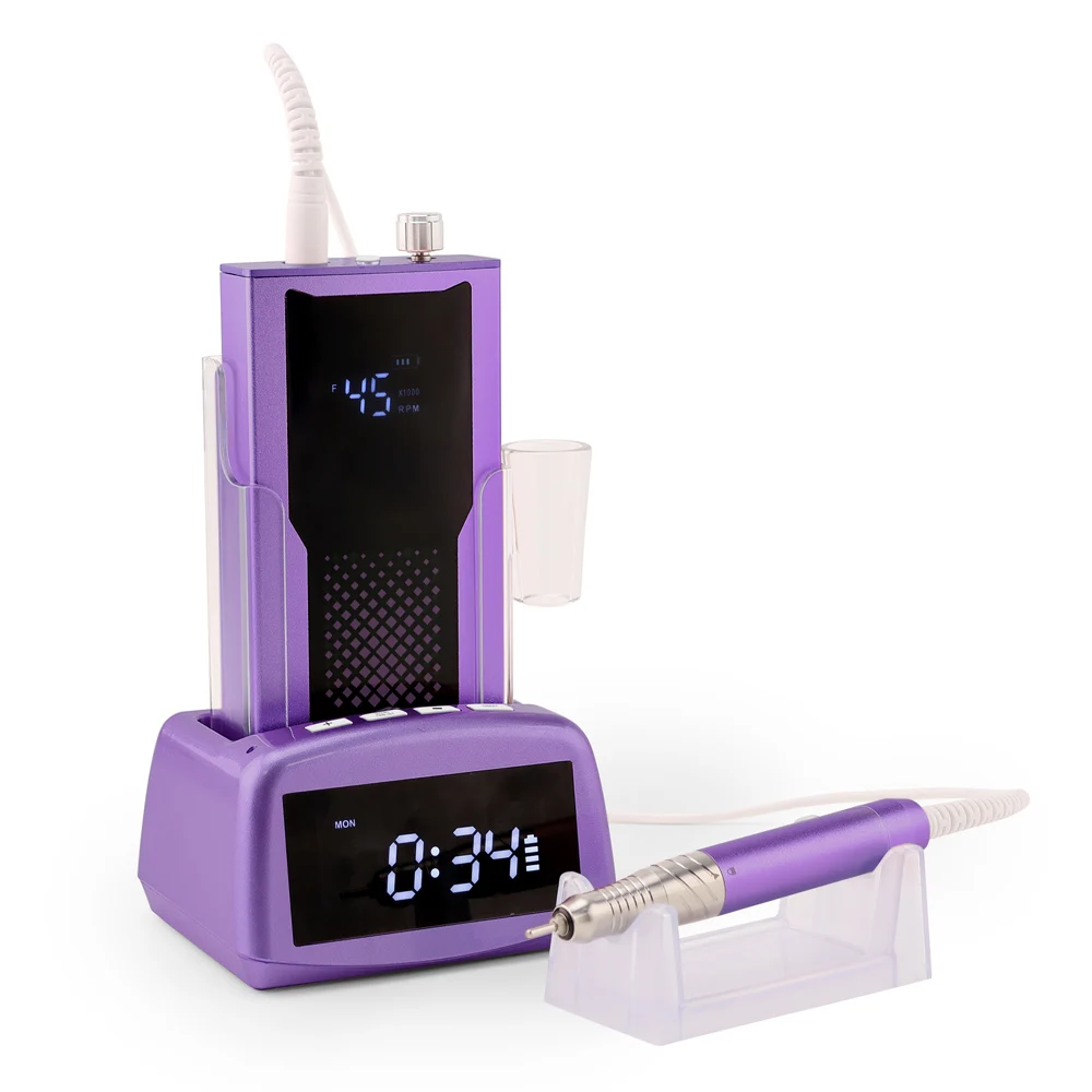 45000 giri/min trapano per unghie senza fili in oro rosa 85w lima per unghie elettrica senza spazzole forniture per unghie manicure con base dell'orologio di ricarica