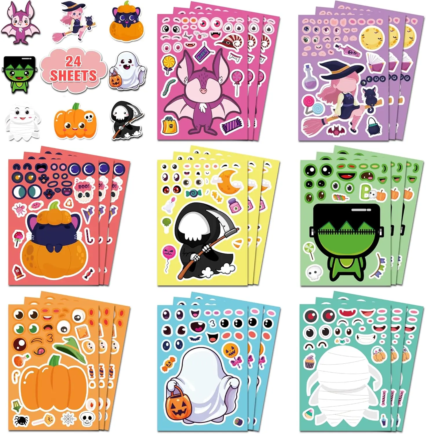 

Party Favors - DIY Crafts Stickers for Kids - Kids Halloween Decorations Gifts Activities Party Supplies(24 Sheets)