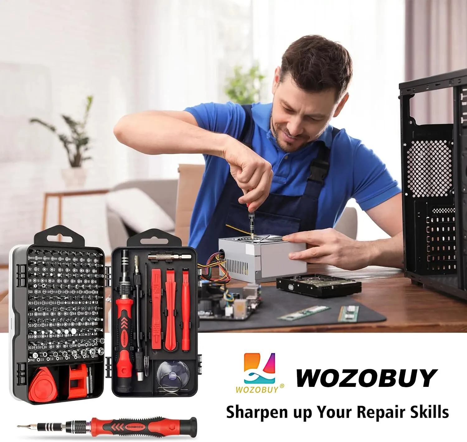 WOZOBUY Set di cacciaviti di precisione 138 in1 magnetici - Set di strumenti per cacciaviti professionali, kit di strumenti di riparazione per PC,