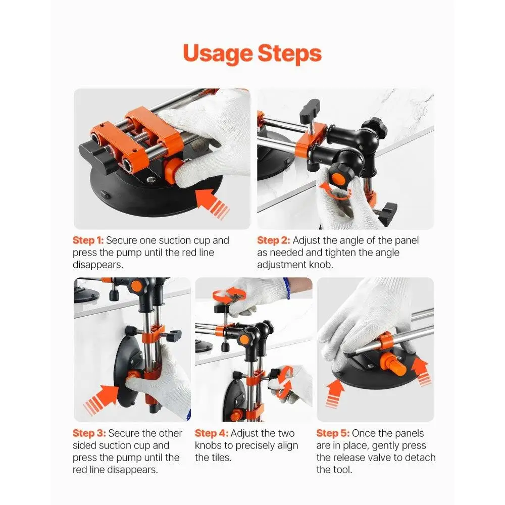 Ferramenta de ajuste de costura com ventosa ajustável de 6 polegadas para junção e nivelamento perfeitos de 90 a 270 graus