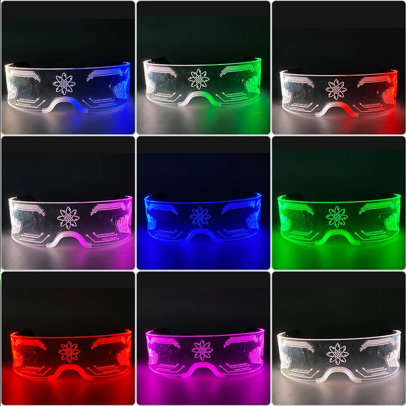 Acryl-LED-Leuchtbrille Neon-Fluoreszenz-Brille Cosplay-Requisiten Leuchtende Lichtbrille Tanzkostüm – Detail 4
