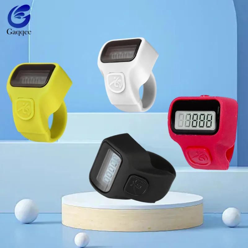 

4 Colors Mini LED Digital Counter Electronic Ring Finger Clicker 0-99999 Counting Display Button Battery Mute Tally Counters