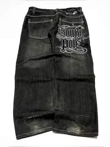 Street Retro Fashion Simple Jeans Embroidered American Harajuku New Straight Wide-leg Pants Hip-hop Joker Casual Couple Jeans