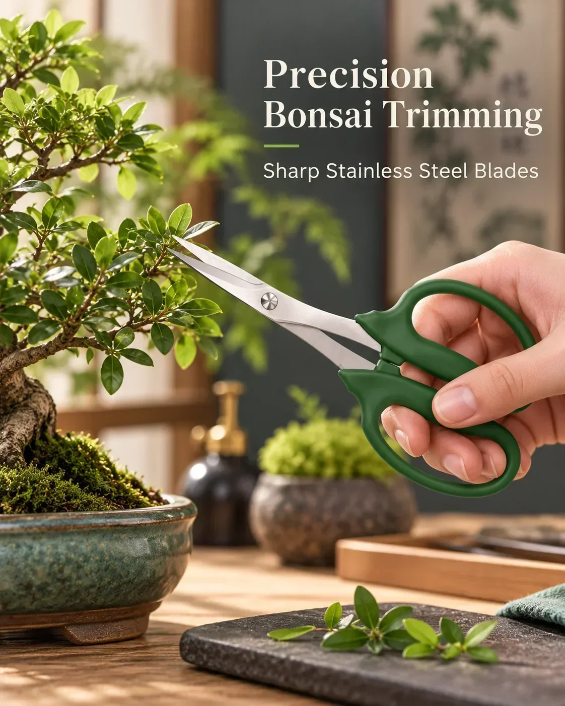 Stainless Steel Flower Pruning Scissors, Bonsai Tool Shears, Garden Scissors for Leaf and Bud Cutting